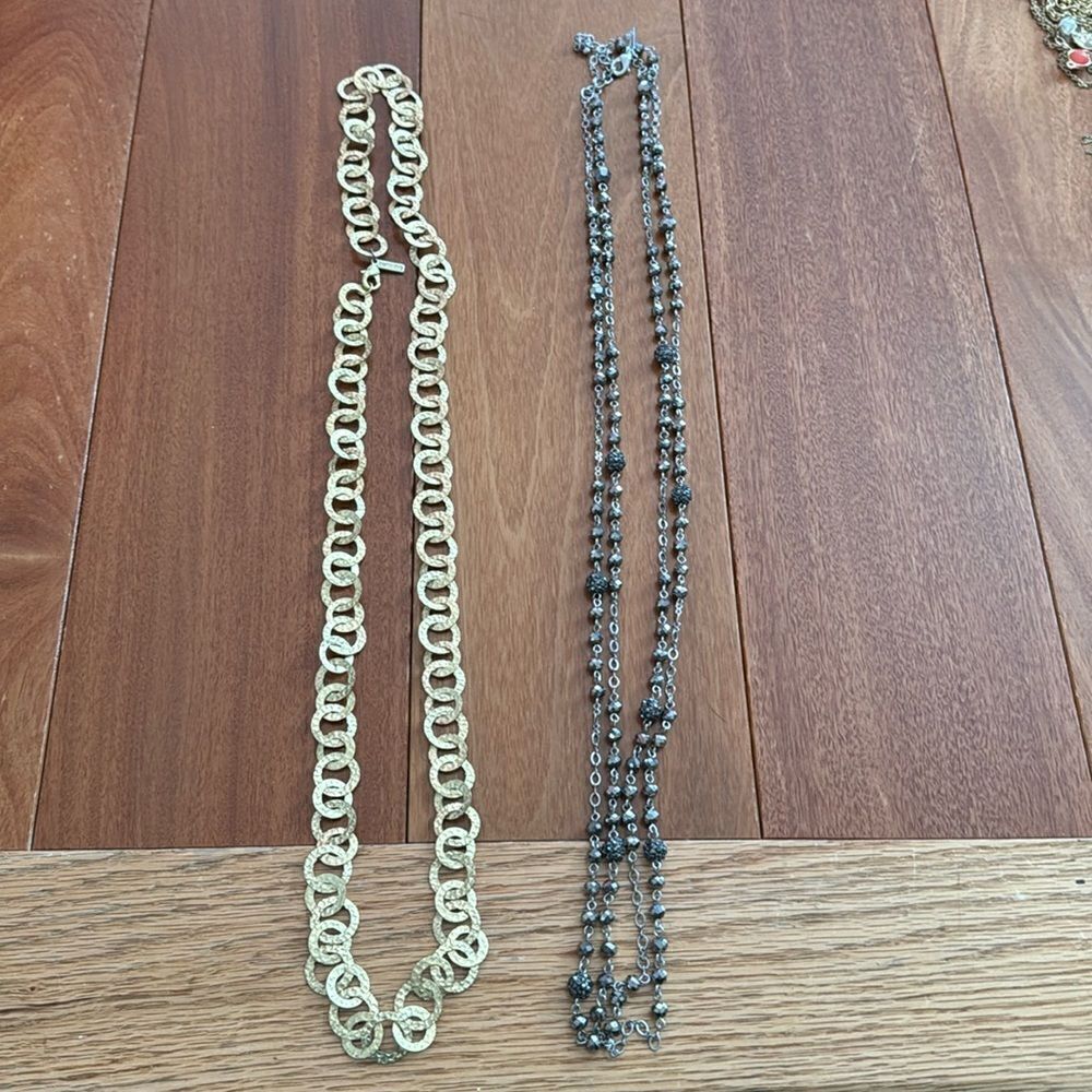 Kristin Davis gold Tone Necklace‎ Rings loops and INC Chain Jewelry